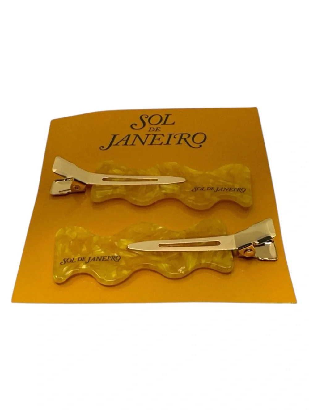 new Sol de Janeiro ☀︎︎ Ltd Ed Hair Clips Barrettes ☀︎︎ Set of 2 ☀︎︎ Gold Resin